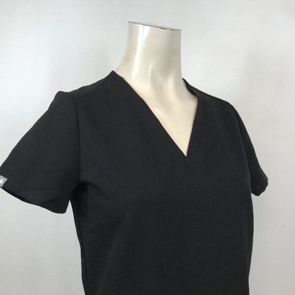 FIGS -WOMEN'S XXS - BLACK SHORT SLEEVE V NECK TECHNICAL UNIFORM TOP - Picture 2 of 8